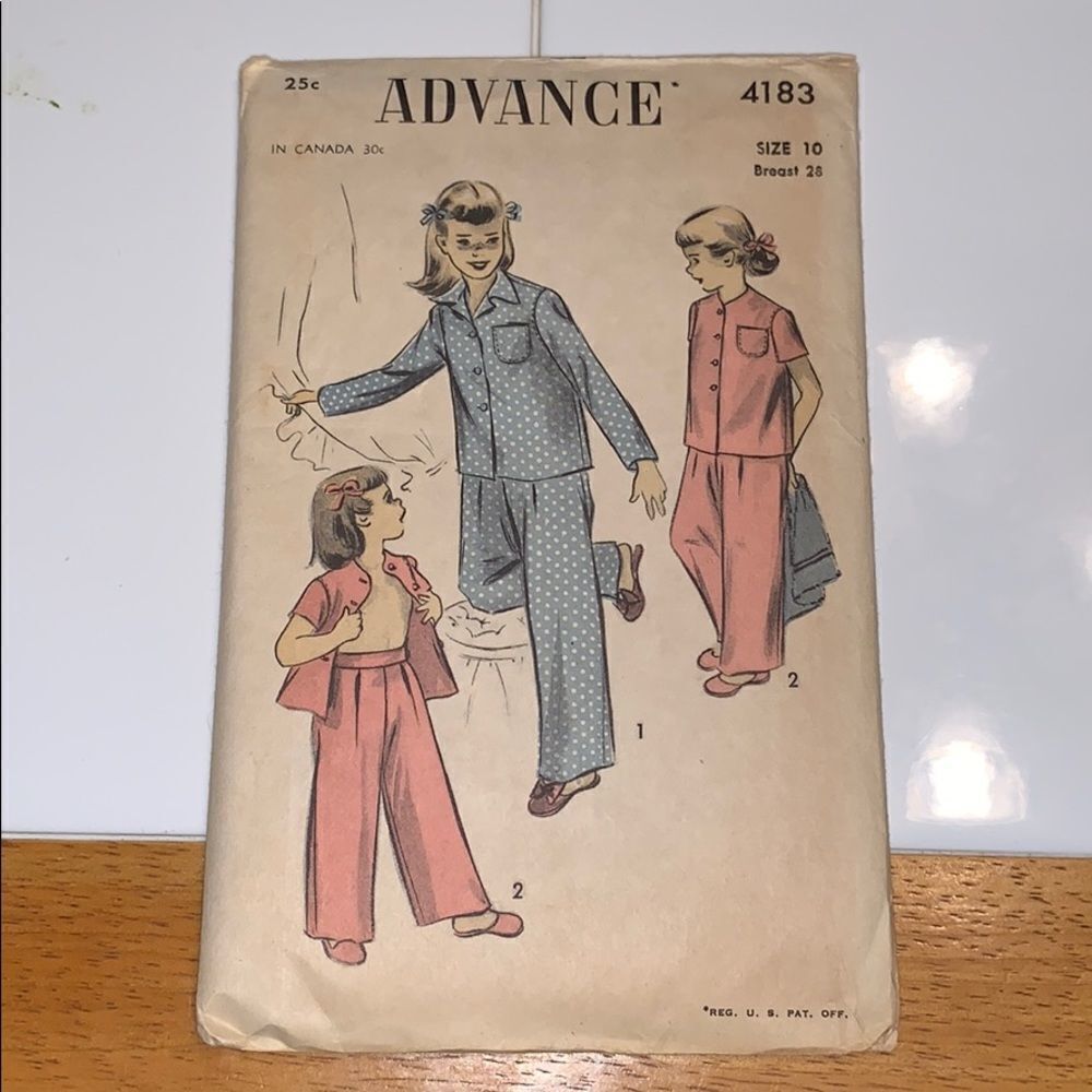 Vtg 40s Advance little‎ girls pajamas pattern 4138